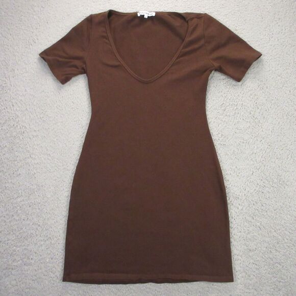 Reformation Womens T-Shirt Mini Dress size S‎ Stretch Jersey Bodycon Brown Y2K - Picture 1 of 7
